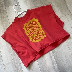 Urban Outfitters Tshirt mockneck crop top creating consuming womens Red (small)